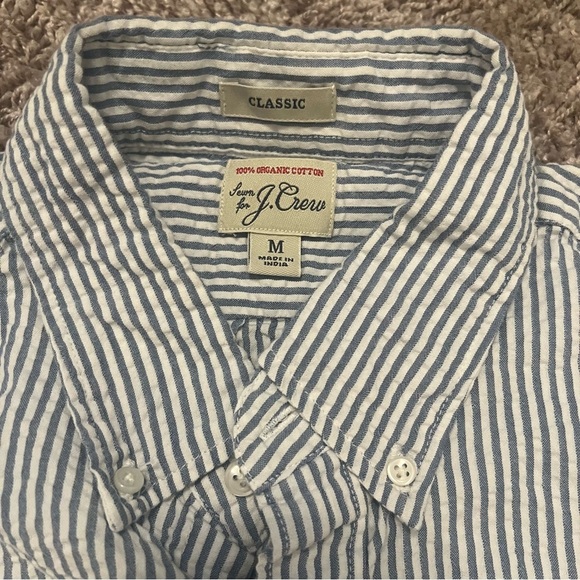 {J.Crew} Men’s Seersucker Short Sleeve Button Down Top - Picture 3 of 7